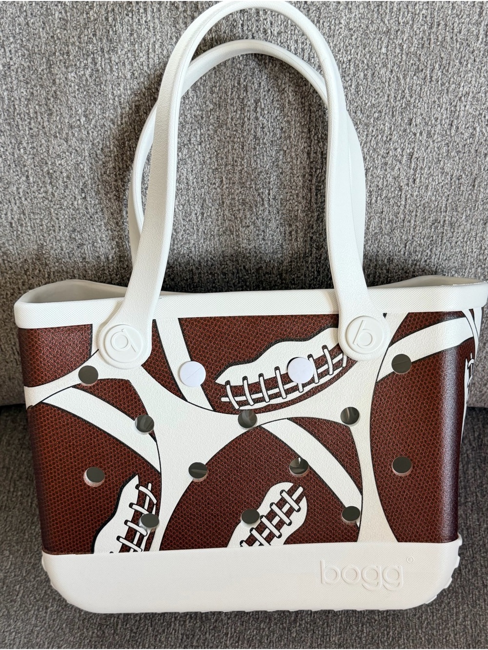 BOGG BAG Fair Catch White & Brown Football-Pattern Tote - Picture 2 of 4